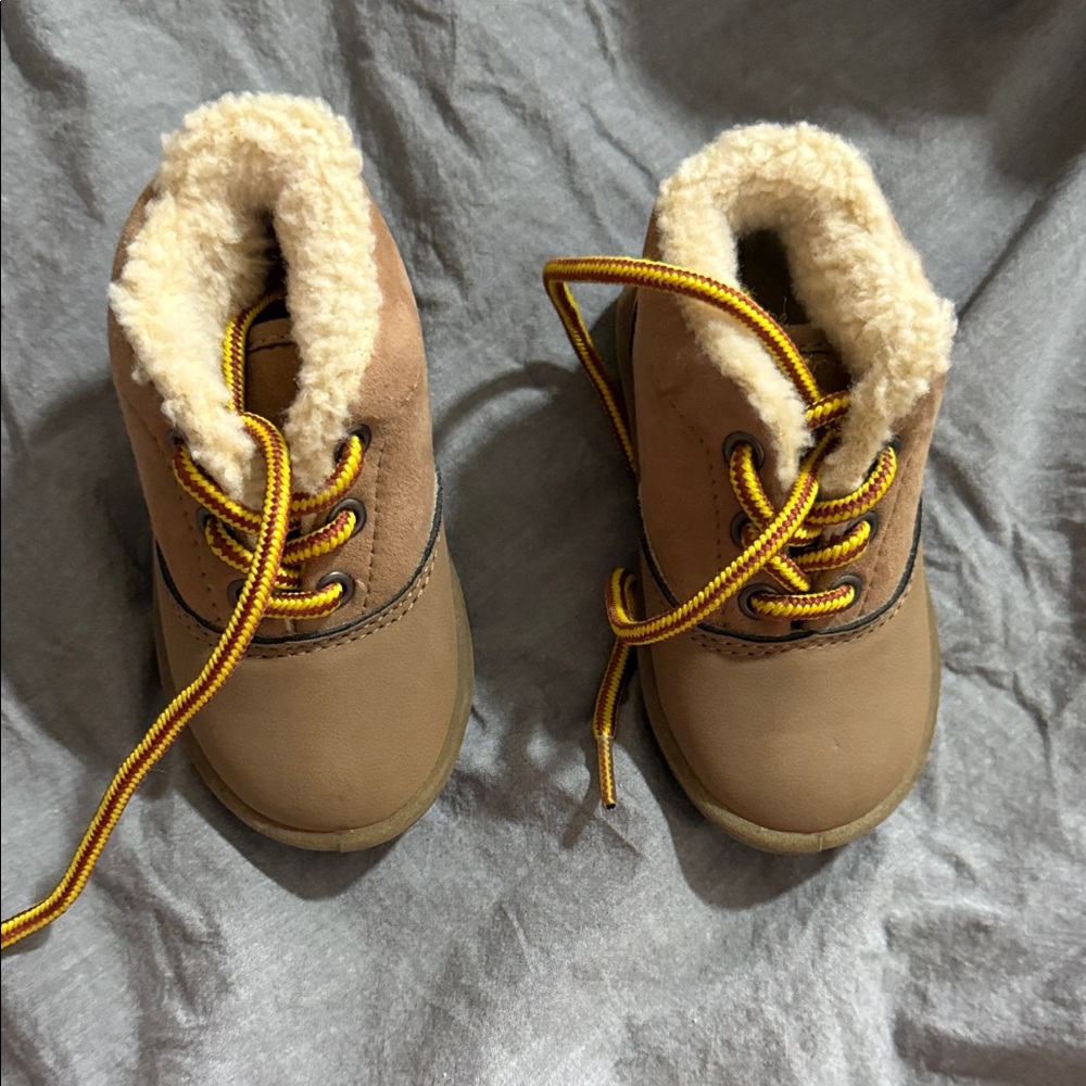 OshKosh B'gosh Tan Kids Boots with Yellow Laces